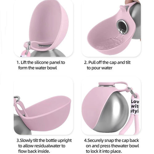 2-in-1 Compact Dog Water Bottle, 2 Styles