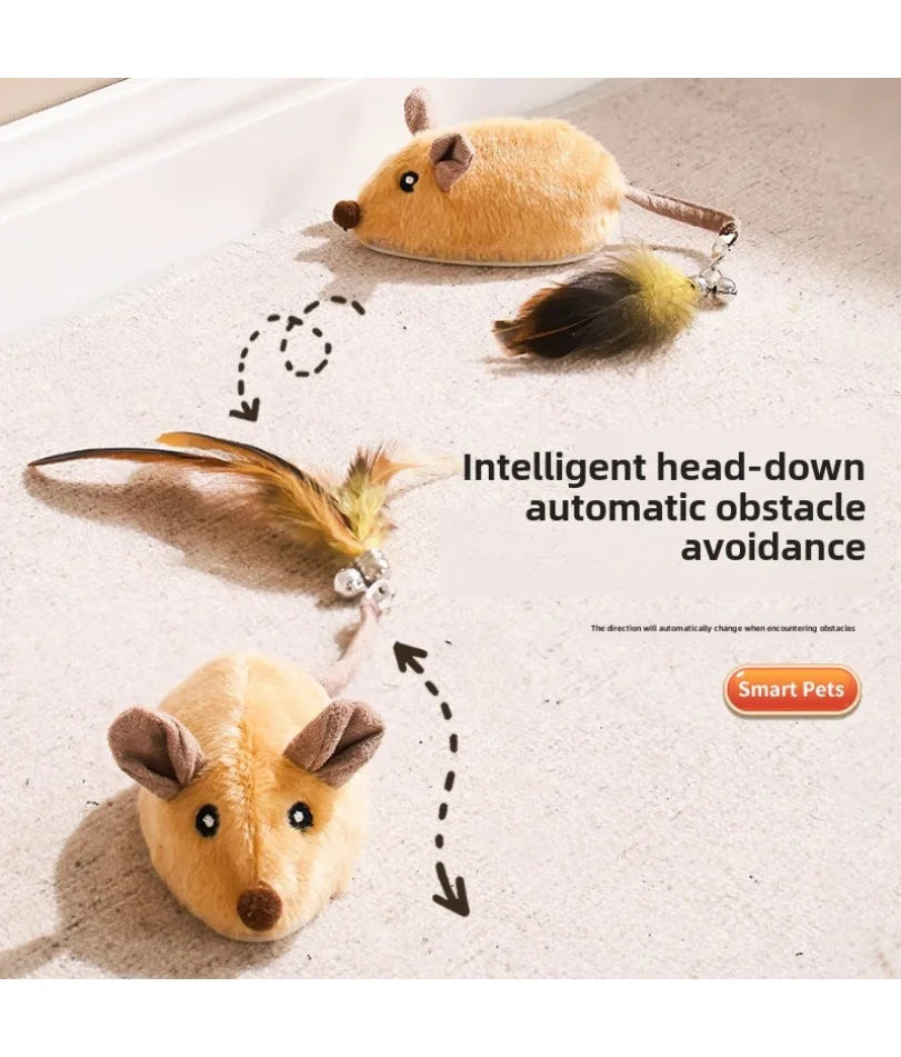 Automatic Sensing Moving Mouse Interactive Cat Toys Electronic Remote Squeaky Cat Toy For Kitten USB Rechargeable Pet Plush Toy