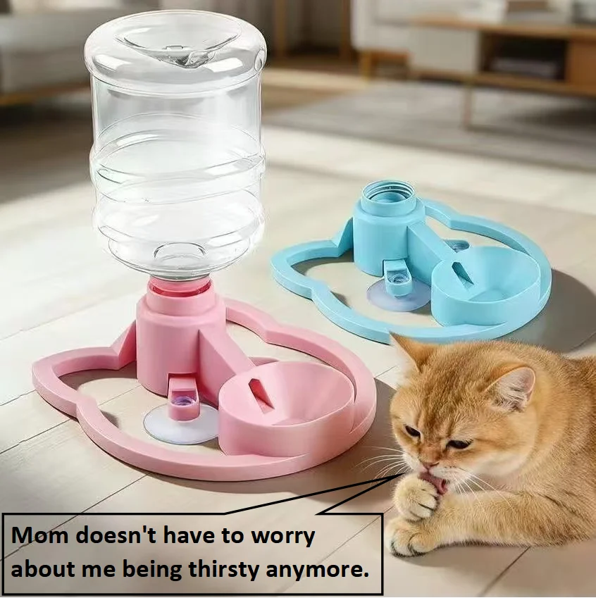 Non-Electric Pet Automatic Water Dispenser, Suitable for Cats and Small Dogs, Gravity-Fed Automatic Water Replenishment