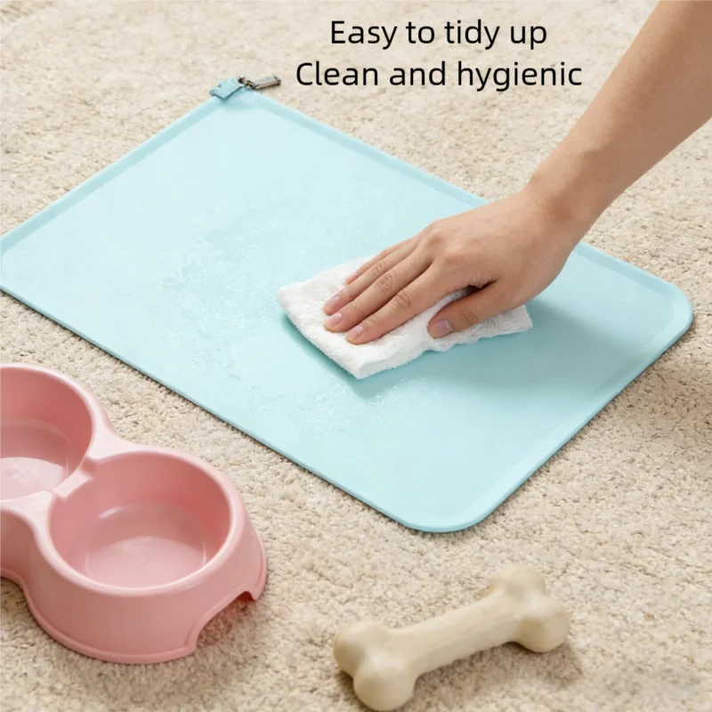 Cat Dog Food Mat For Pet Feeding Bowl Floors Waterproof Non Slip, Silicone Pet Bowl Mat - High-Lipped, Non-Stick, Waterproof Pad