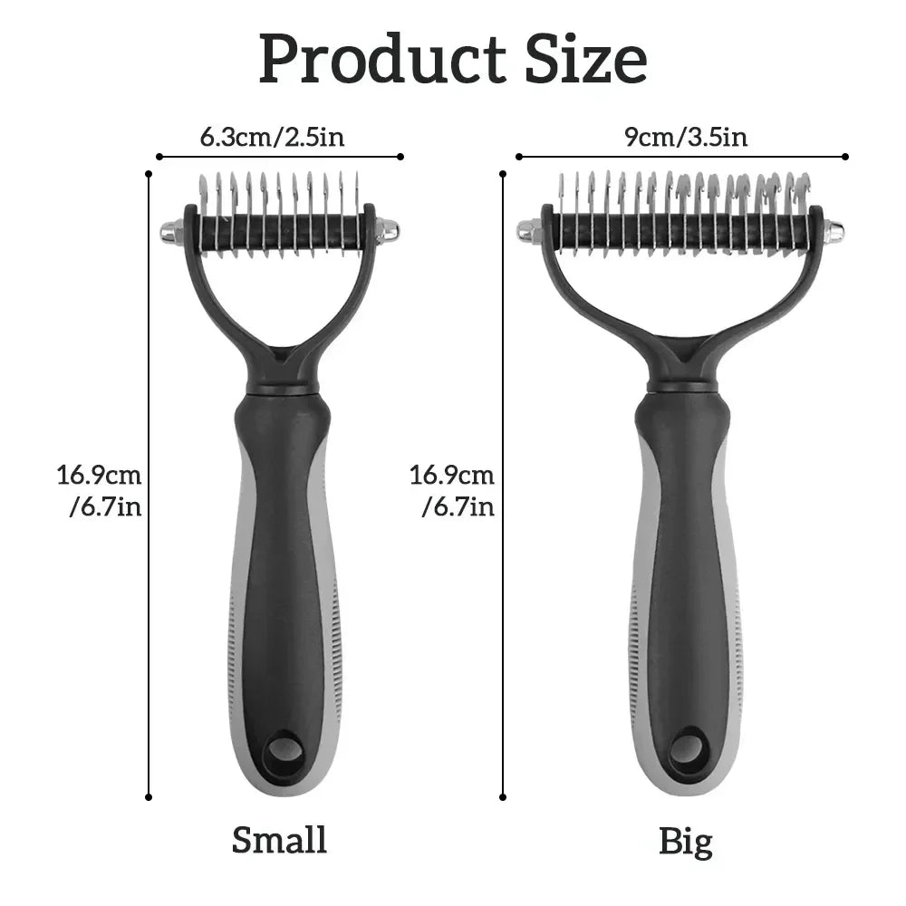 Cat Hair Removal Comb Dog Hair Removal Brush Stainless Steel Double Sided Pet Grooming Brush Removing Tangles Cat Accessories