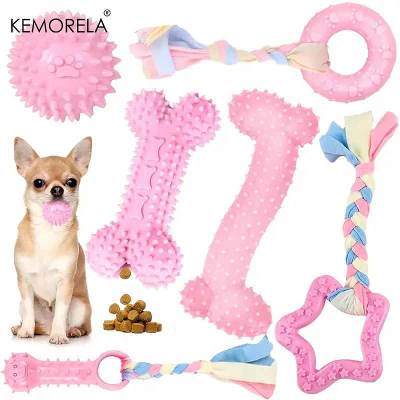 6-Piece Dog Chew Toy Gift Set with Bone, Ball & Donut