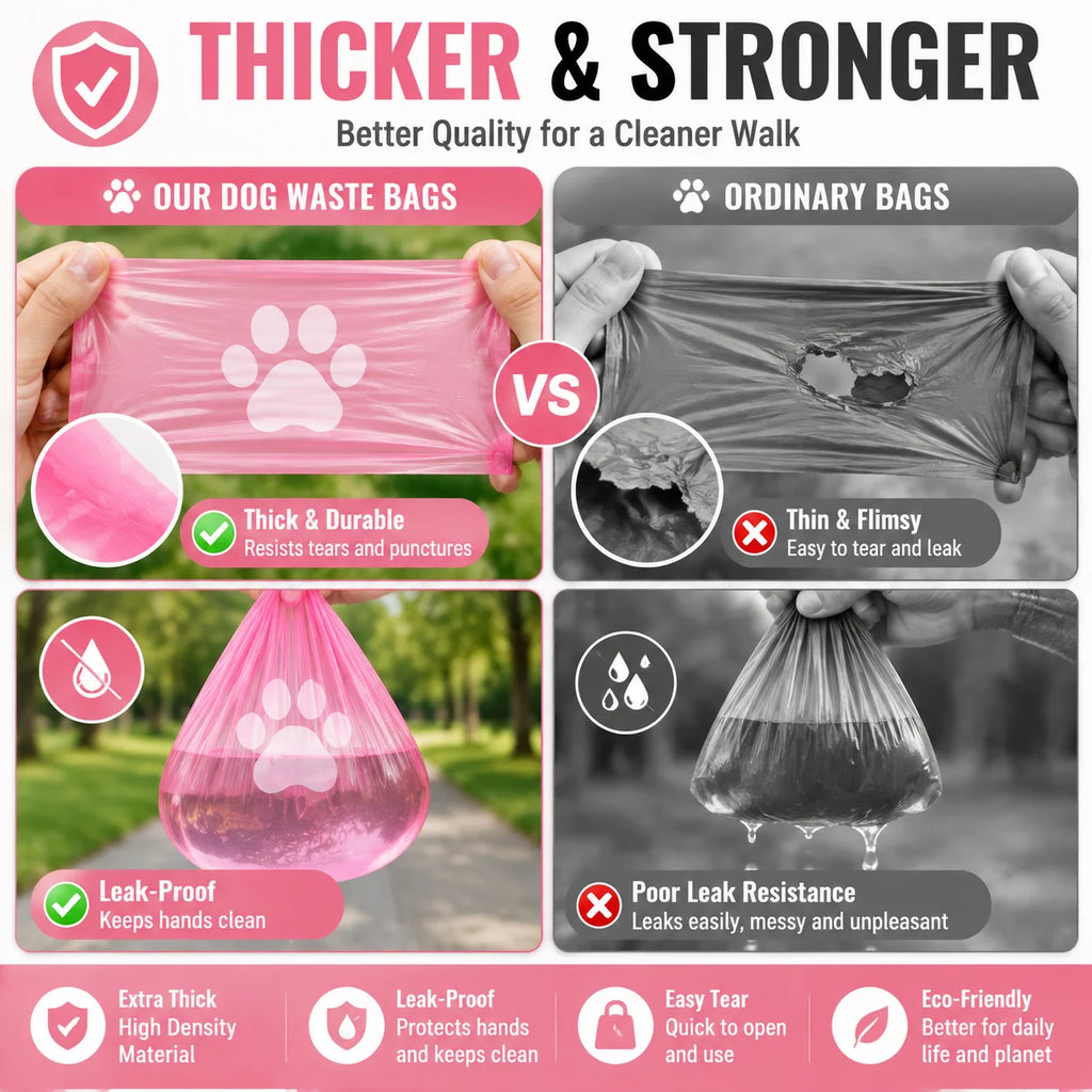 180PCS Dog Waste Bags Thick Leakproof Pet Poop Bags with Easy Carry Rolls for Dogs Cats Walking Outdoor Cleaning