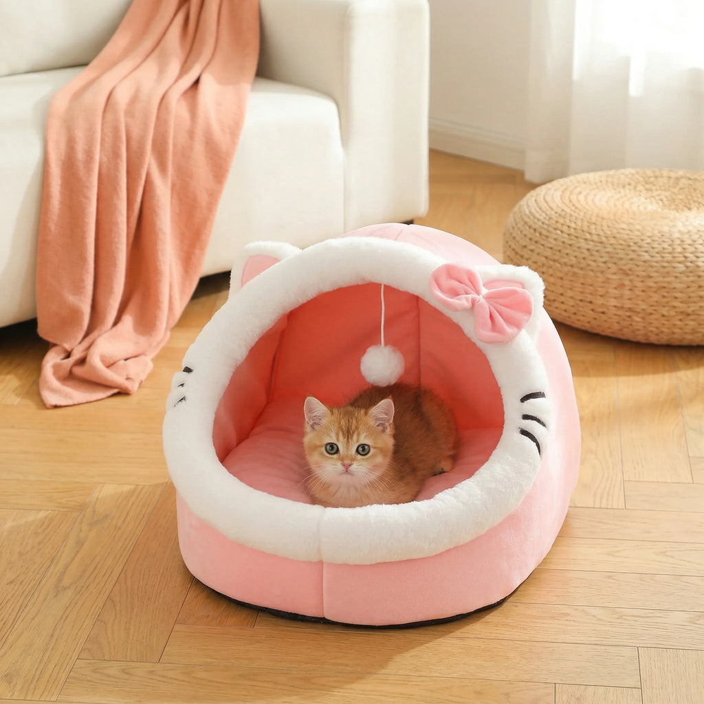 Plush Cat Tent Bed for Cats & Small Puppies, S–L