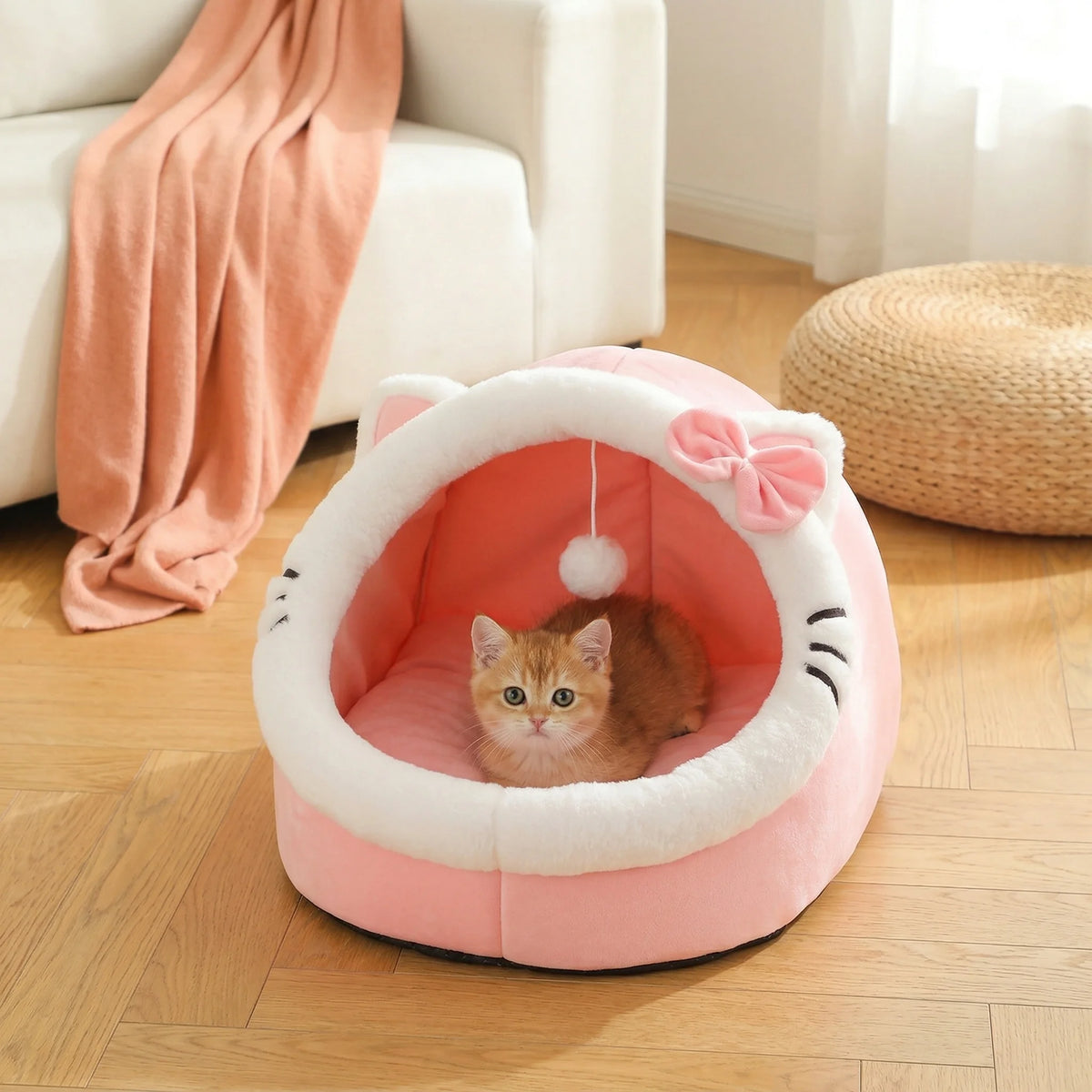 Plush Cat Tent Bed for Cats & Small Puppies, S–L