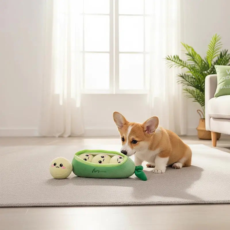 Pea Pod Pet Chew Toy Soft Plush Squeaky Bite Resistant Teeth Grinding for Small Pets Cats Dogs Home Entertainment