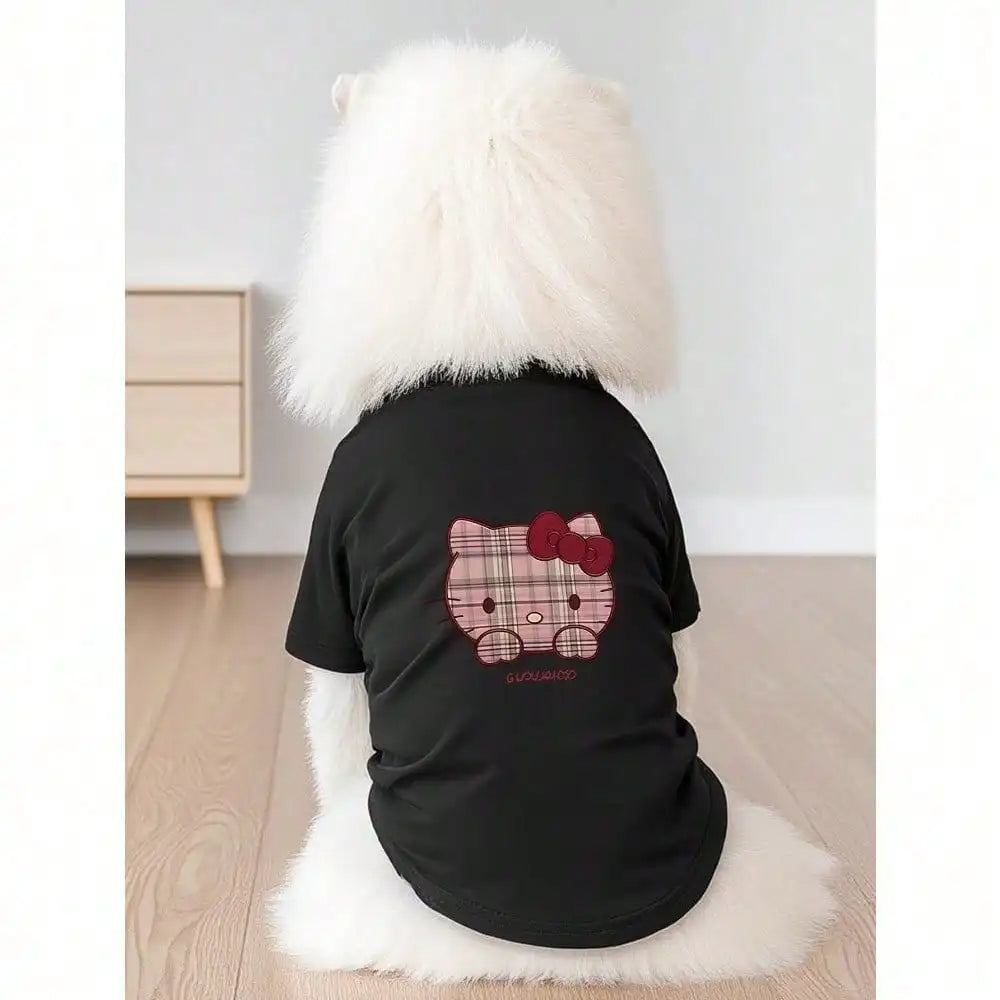 Printed pet T-shirt made of polyester fiber material suitable for indoor and outdoor leisure, entertainment cat and dog clothing