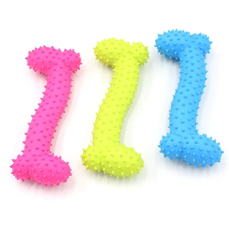 Soft Rubber Pet Chew Toy Bone Shape Bite-Resistant Teeth Grinding Chewing Toys for Small Dogs Training Pet Supplies