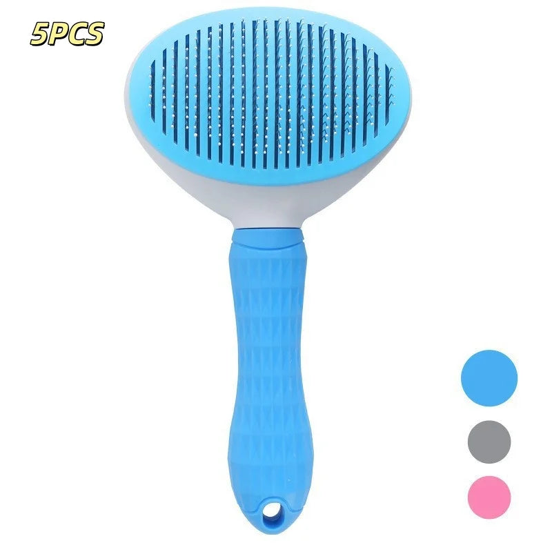 Self-Cleaning Needle Comb with Massage Bristles for Dogs & Cats