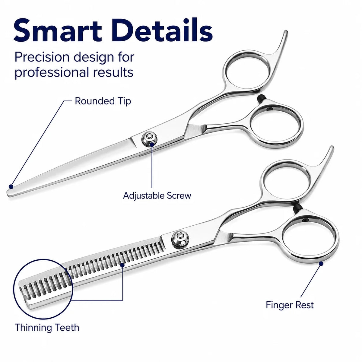 Stainless Steel Pet Grooming Scissors with Comb – Straight or Thinning