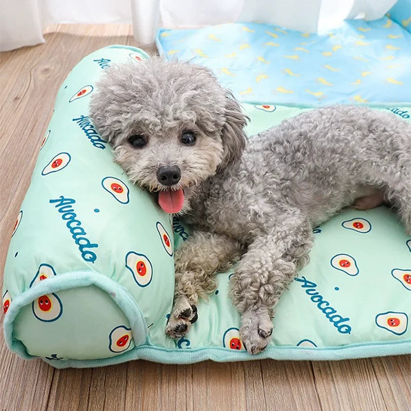 Summer Pet Ice Pad Cooling Mat Breathable Ice Silk Cushion Non Slip Washable Heat Dissipation Sleeping Pad Dog Cat Nest