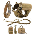 Tactical Dog Harness Leash Collar Molle Pouches for Medium Large Dogs Training Military Pet Vest Adjustable Service Dog Harness