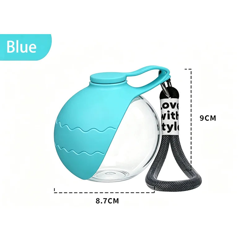 Spherical Portable Pet Dog Water Bottle PET With Foldable Silicone Bowl Reflow Water Dispenser For Walking Hiking Camping