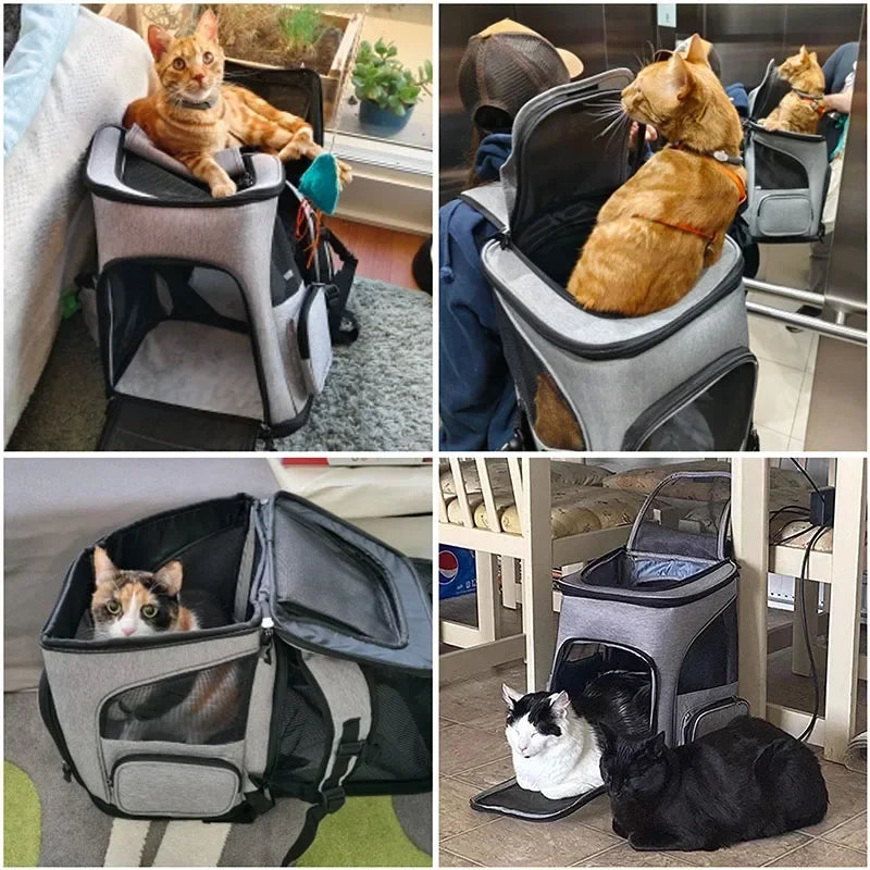 Breathable Pet Cat Carrier Backpack Foldable Expandable Large Capacity Creative Transport Travel Bag for Cats Dogs