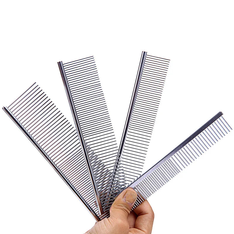Stainless Steel Pet Grooming Comb Pet Dematting Comb for Dogs and Cats Gently Removes Loose Undercoat Flea Comb