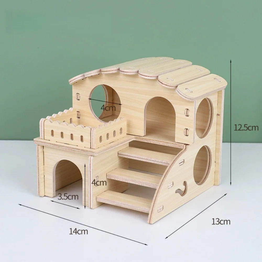 New Wooden Hamster Villa Easy to Install Durable Seesaw Swing Chewable Cage Accessories Hamster Climb Toy Pet Supplies