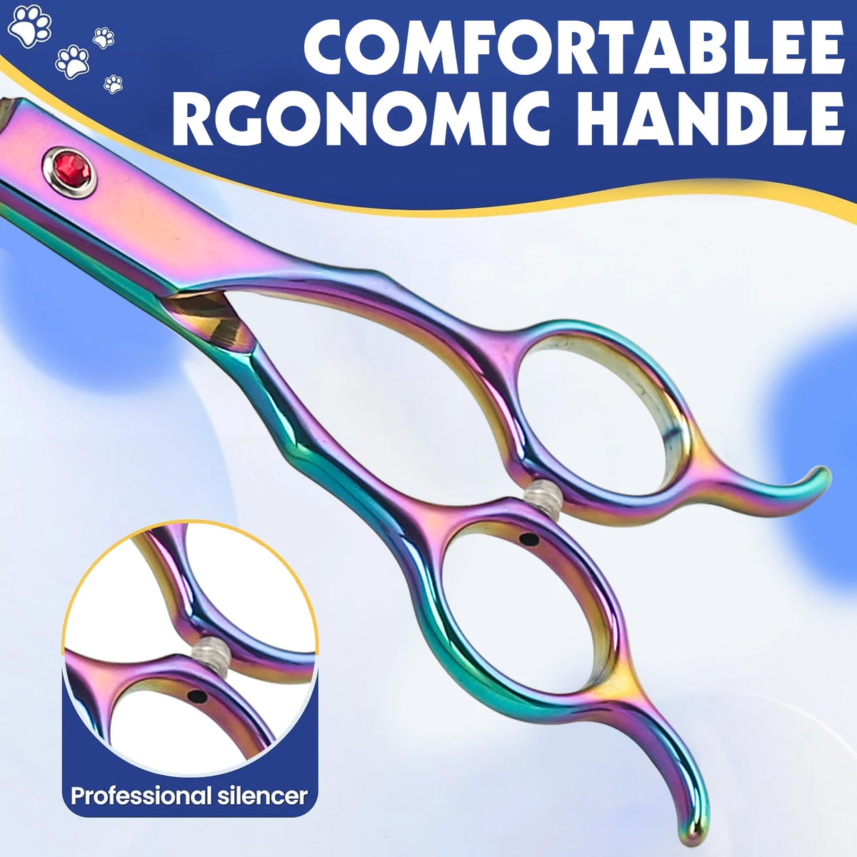 Double-Tailed Curved Scissors for Trimming Dog Fur Beautifully Professional Dog Grooming Scissors Pet Curved Thinning Shears