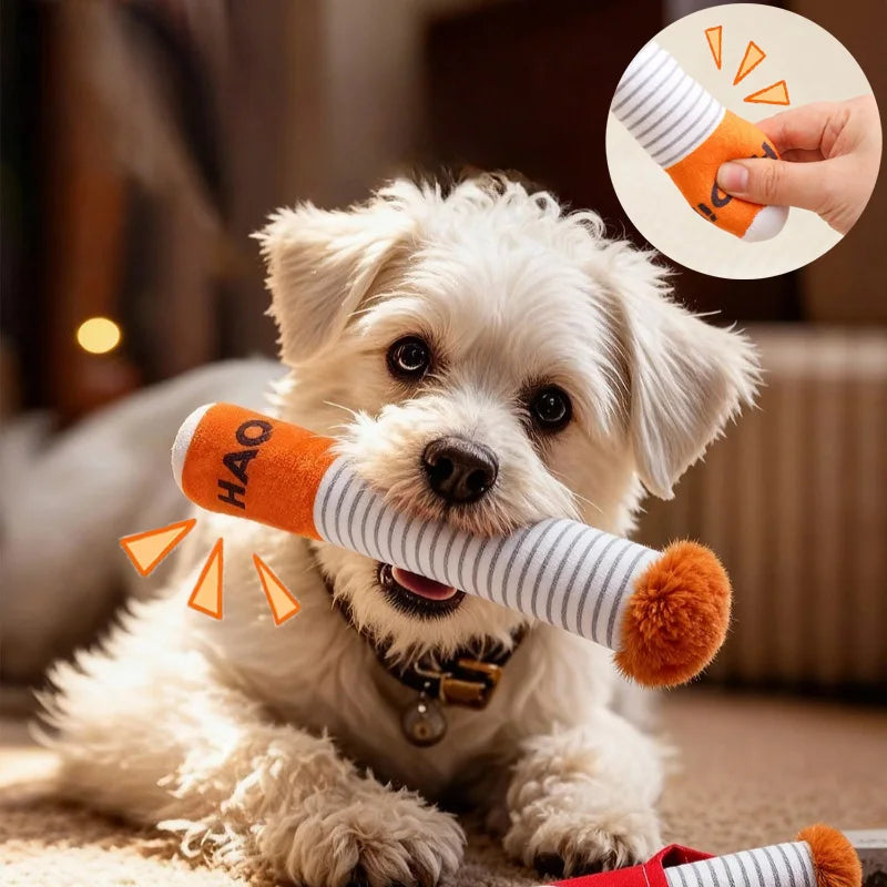 Interactive Plush Dog Toys Creative Cigarette Interactive Funny Dog Toys Plush Chewing Toy Squeak Dog Toy Pet Gifts