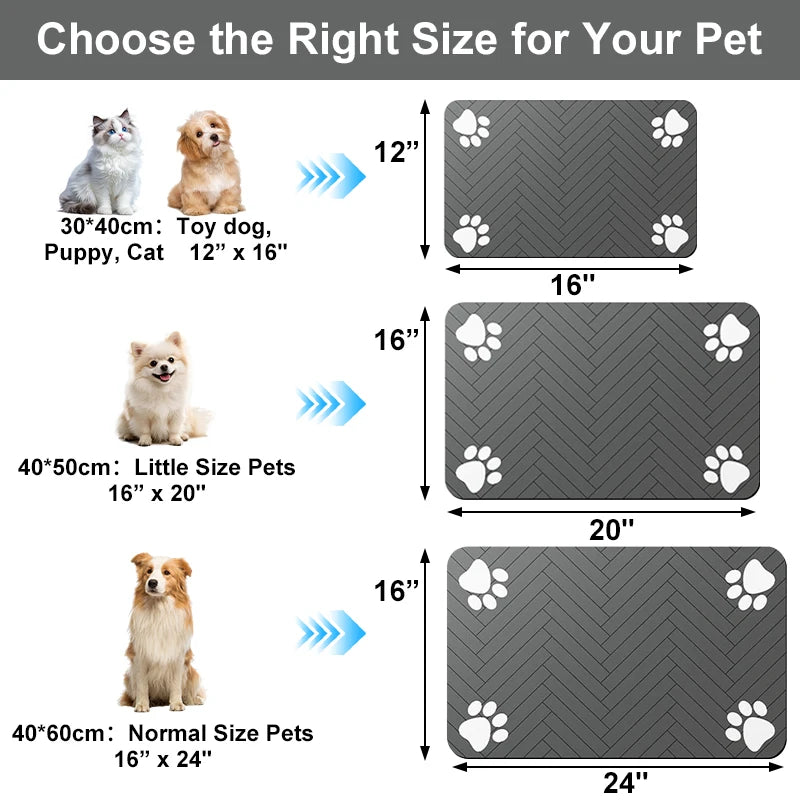 Pet Feeding Mat-Absorbent Pet Placemat for Food and Water Bowl with Waterproof Rubber Backing Quick Dry Water Mat for Dog Cat