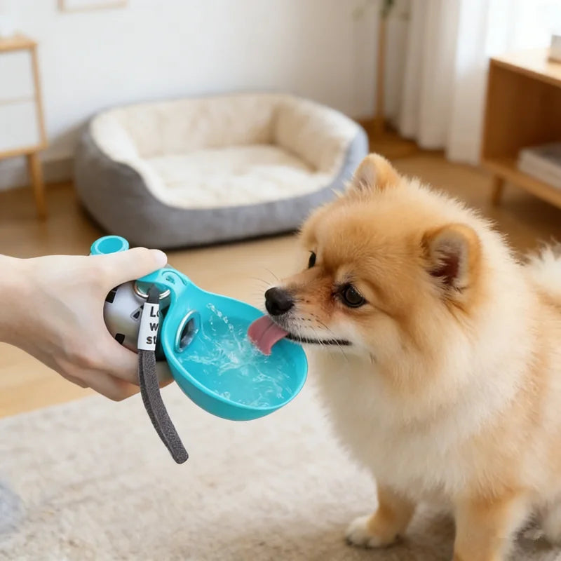 Pet Stainless Steel Foldable Spherical Water Bottle Portable Dog Bowl Suitable for Outdoor Use
