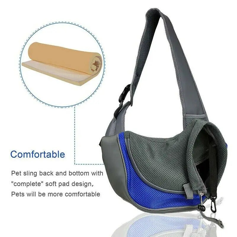 Pet Puppy Carrier S/L Mesh Oxford Single Dog Shoulder Bag Comfort Pouch Shoulder Bag Outdoor Travel Pet Sling Handbag Tote Pouch