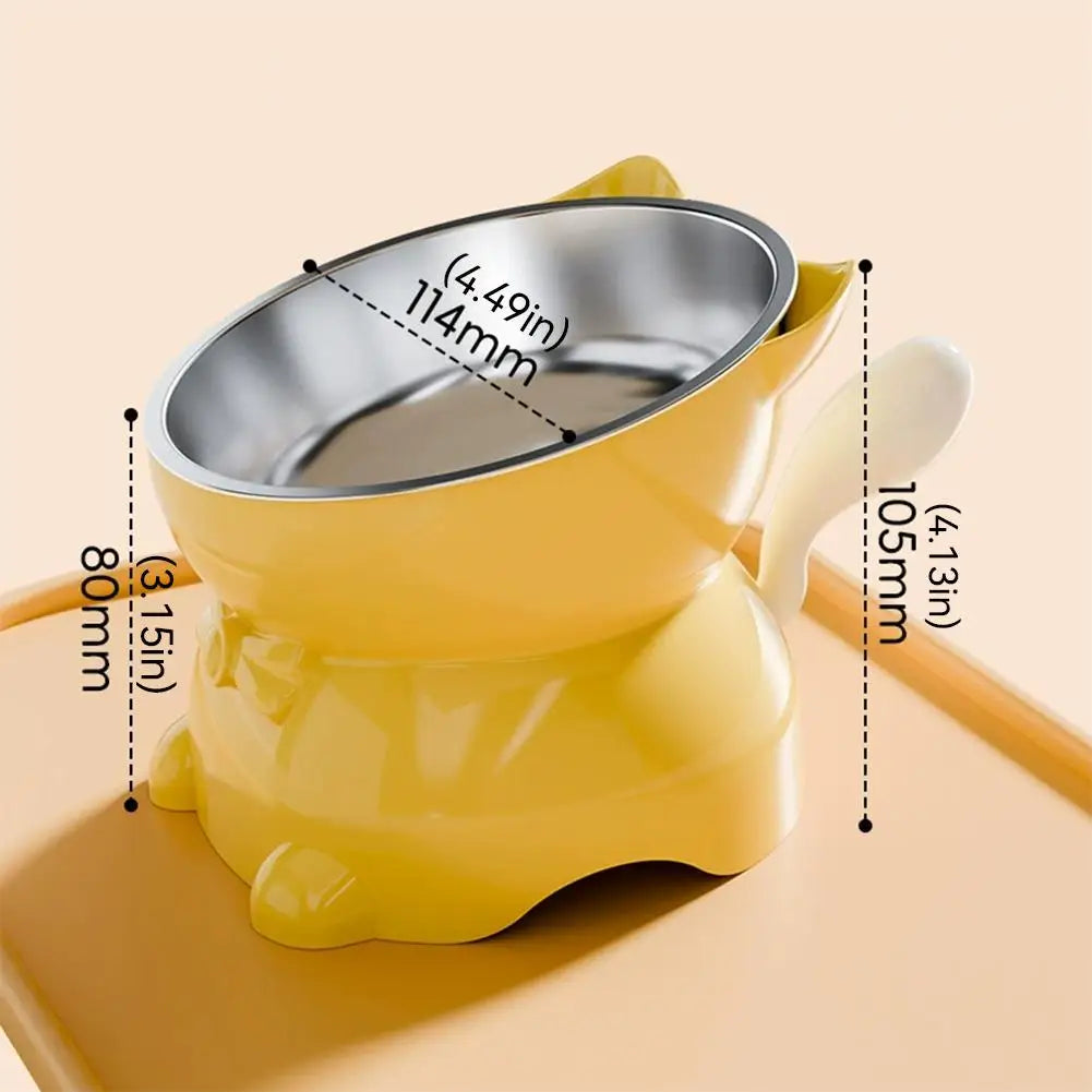 Tilted Cat Bowl with Cute Cat-Ear Stand