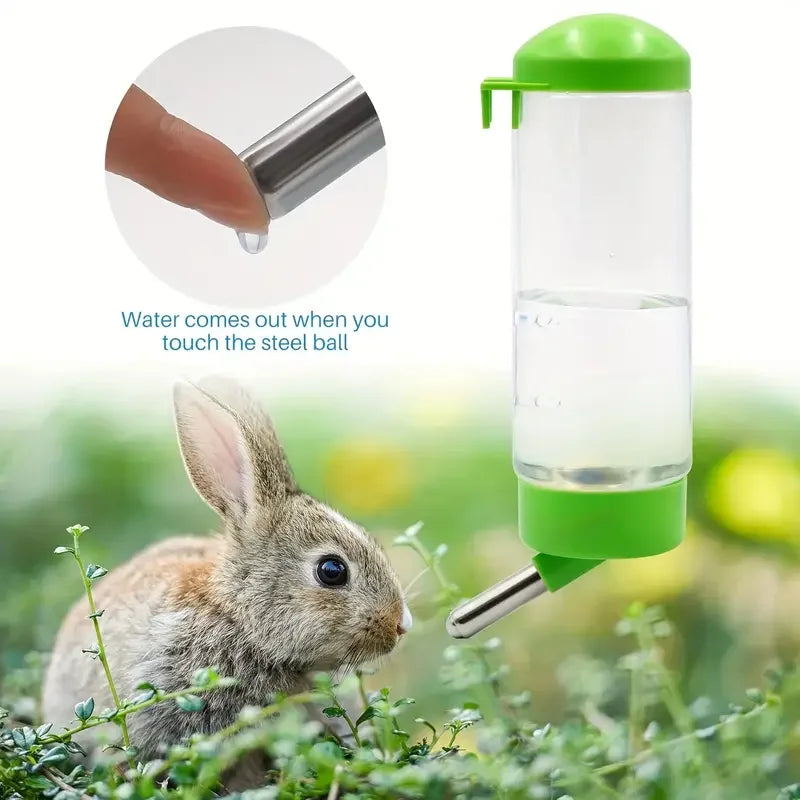 1pc 400ml Automatic Pet Water Bottle, Solid Color, PE Material, Ideal for Rabbits, Mink, Cat, Squirrel, with Drinking Pen