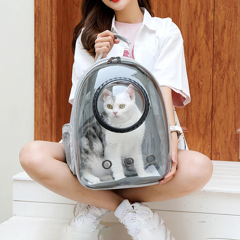 Pet Cat Carrying Bag Breathable Portable Pet Outdoor Travel Backpack Transparent Bag Carrier Pet Transport Space Capsule Bag