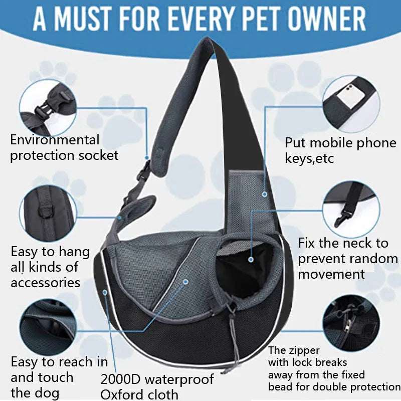 Oxford Pet Cat Dog Carrier Backpack Travel Single Shoulder Bag Breathable Mesh Travel Crossbody Bag for Small Dogs Puppy