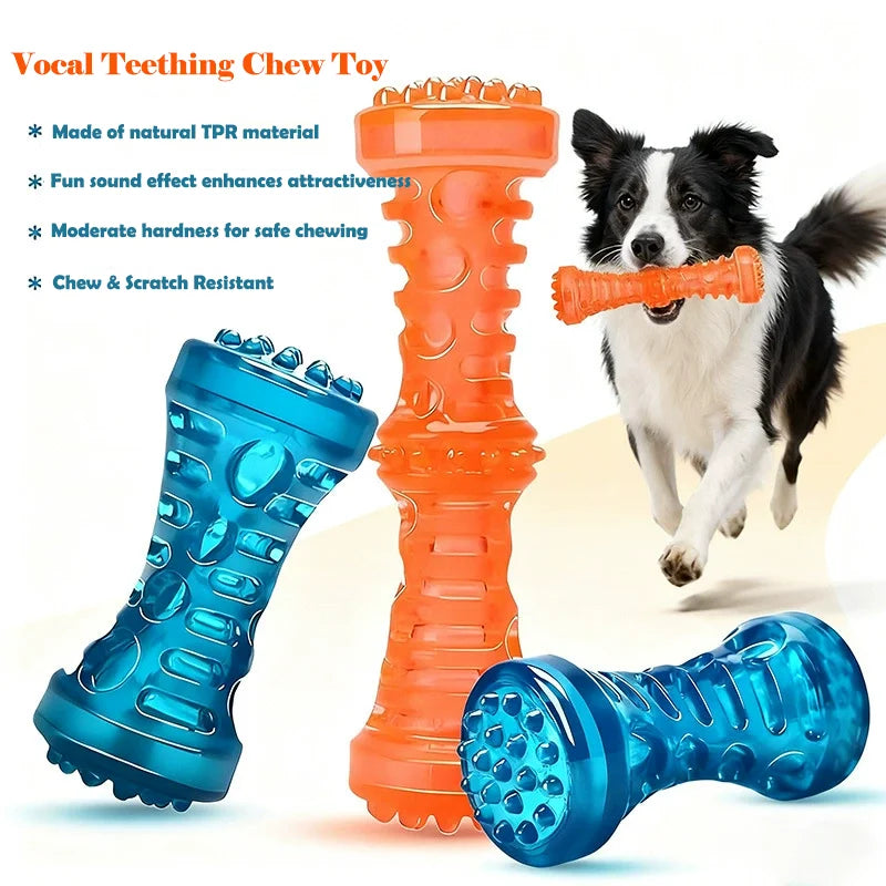 Rubber Dog Bone Chew Toy Bite Resistant Sturdy Pet Toothbrush Toy Interactive Puppy Game Molar Toy For Small Medium Large Dogs