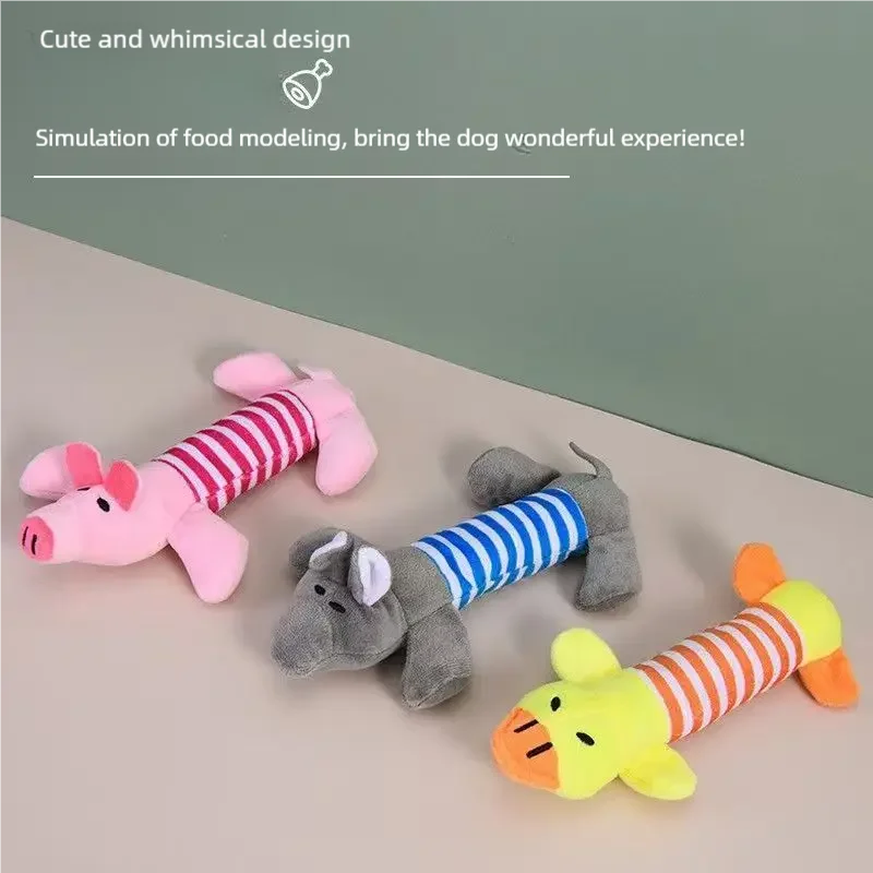 Squeaky Plush Bone for Puppies & Cats, Single or 3-Pack