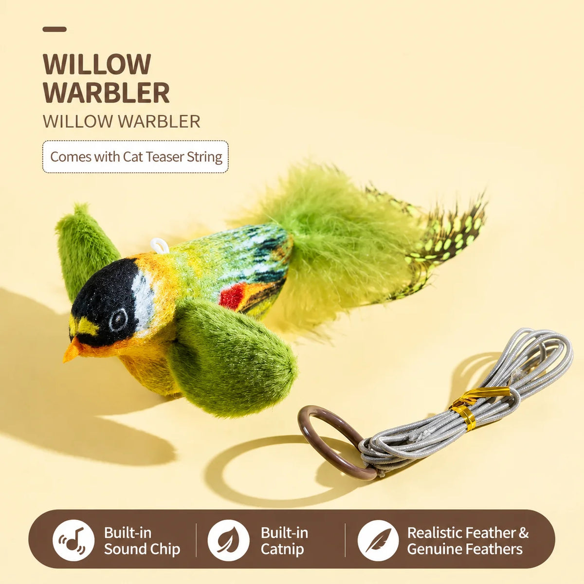 1/3Pcs Interactive Electric Bird Toy for Cats Chirping Sound Flapping Wings Plush Chew Bite Toy for Kittens Indoor Play