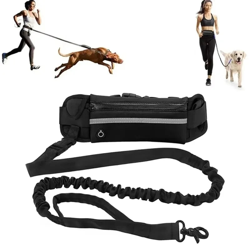 Hands‑Free Reflective Dog Leash Retractable Elastic Pet Leash with Waist Bag for Running Walking Dog Pet Supplies