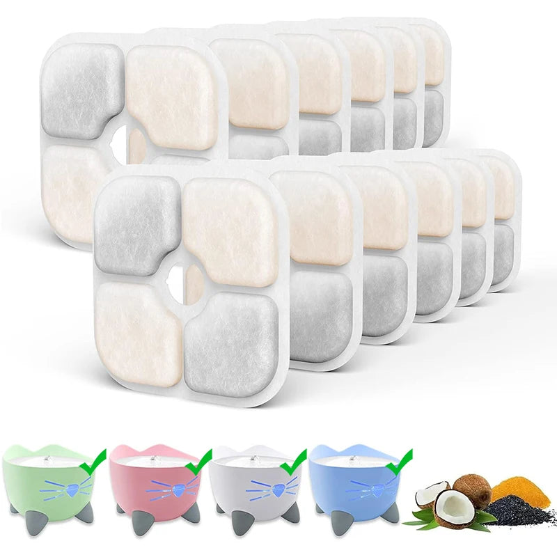6/12/18/24PCS Activated Carbon Replacement Filters For Pet Automatic Drinking Fountain Battery Operated Cat Water Fountain