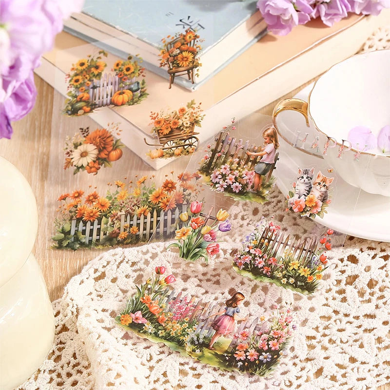 20 pcs my Secret Garden Stickers aesthetic PET Sticker book Decorative Diary Album Scrapbooking supplies material