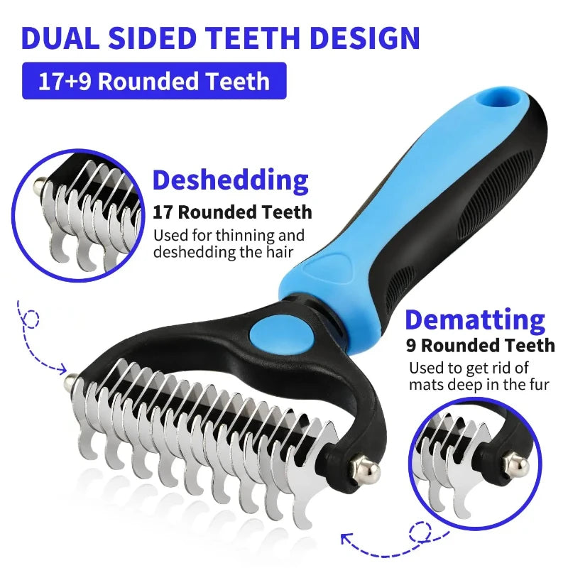 Self-Cleaning Stainless Steel Deshedding Comb for Cats & Dogs