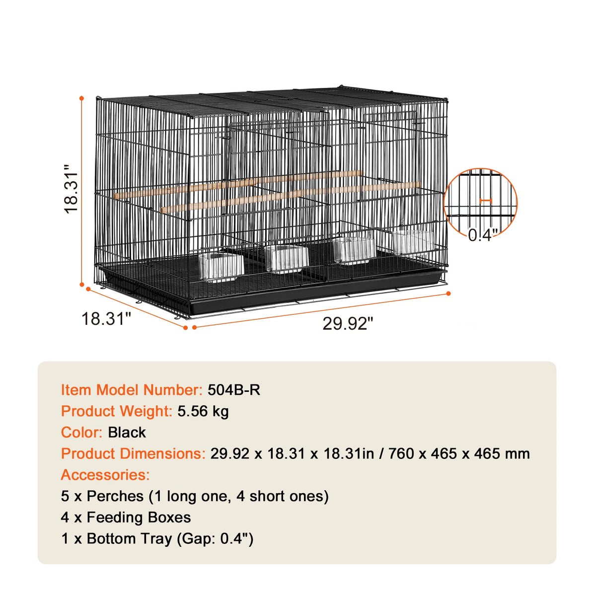 30-Inch Stackable Divided Bird Flight Cage with Handle