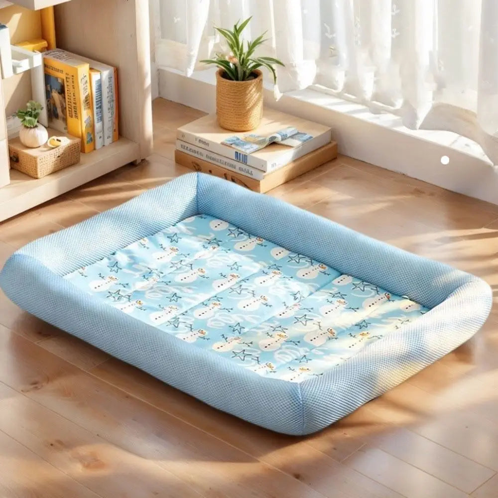 Square Cotton Pet Bed with Raised Edge