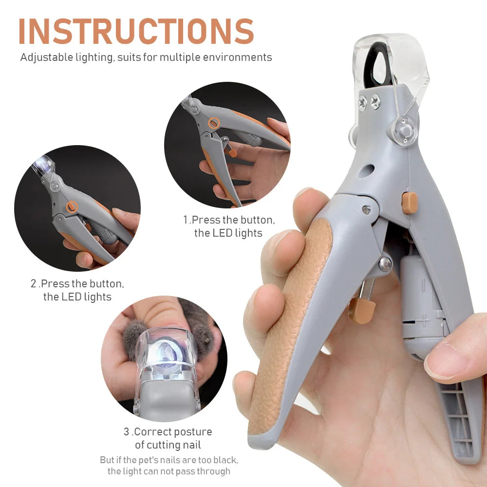 Stainless Steel LED Nail Clippers with 5x Magnification, Yellow