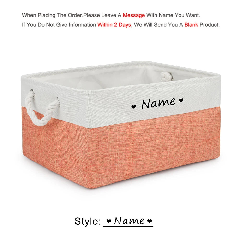 Cloth Pet Toy Storage Box with Paw or Heart Print, S–L