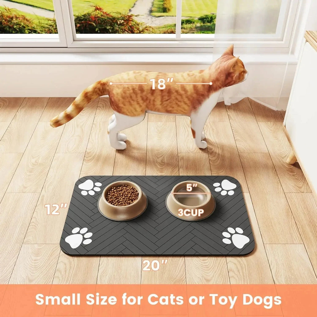 S（Little Kitten）、M、L Absorbent Pet Feeding Mat, Waterproof Placemat for Dog & Cat Food & Water Bowls, Quick-Dry Rubber Backing