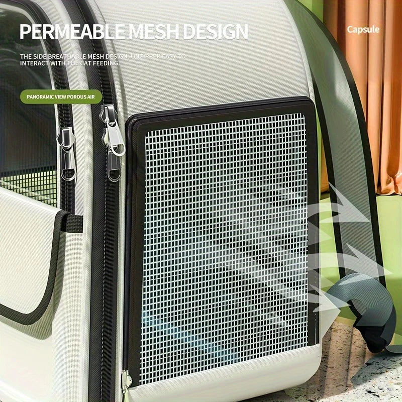 Pet Carrier Backpack, Going Out Large Cat Backpack Transparent Space Capsule Breathable Portable Bag Backpack Cat Dog Supplies