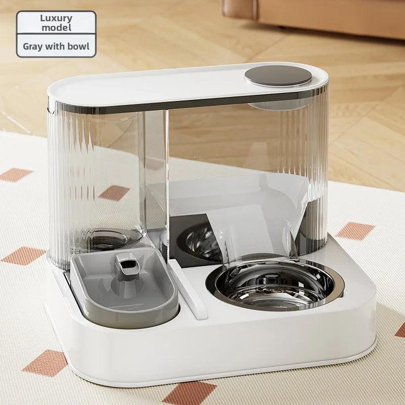 2-in-1 Cat Food Bowl and Water Fountain Feeding Dish