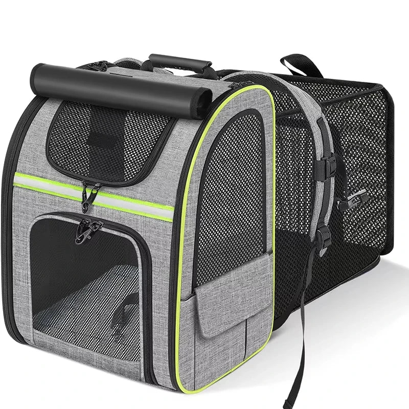 Cat Carrier Dog Backpack Expandable Large Portable Breathable Rucksack with Front Opening Mesh Window Pockets