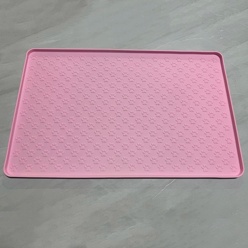 Pet Dog Feeding Mat, Made of Silicone Material, Easy to Clean, Rectangular Cat and Dog Meal Mat with Raised Edges