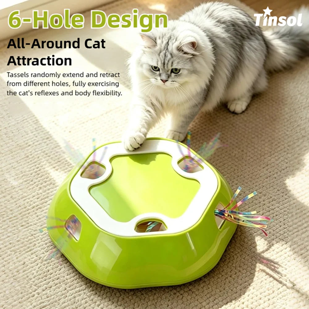 Electric Pet Retractable Plate Cat Exercise Energy Whack-a-Mole Multi-Hole Retractable Cat Teasing Boredom Relief Toy