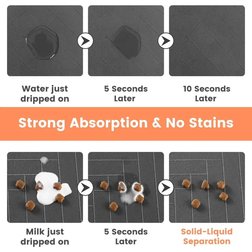 Pet Feeding Mat-Absorbent Pet Placemat for Food and Water Bowl, with Waterproof Rubber Backing, Quick Dry Water Mat for Dog Cat