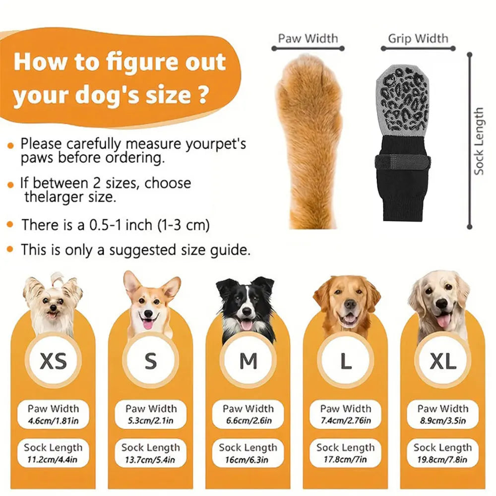Anti-Slip Dog Socks with Double-Sided Grip, 4 Pack