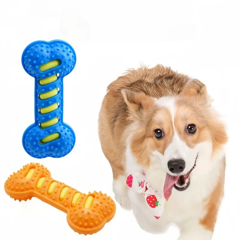Squeaky Rubber Bone Stick Chew Toy for Puppies