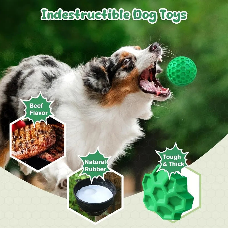 Hexagonal Natural Rubber Squeaky Ball Dog Toy